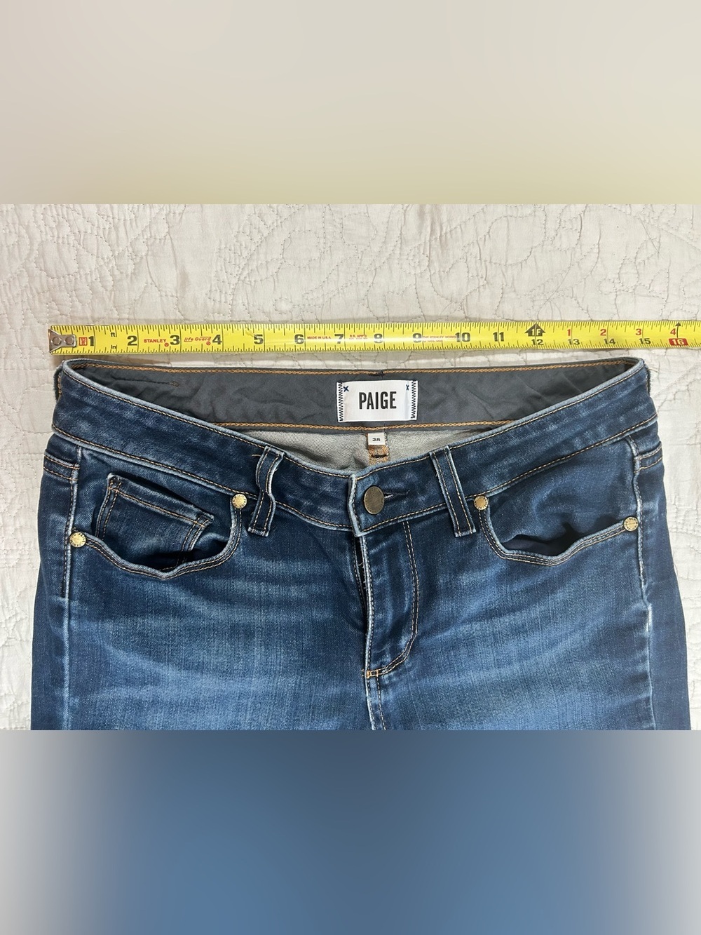 PAIGE Skyline Skinny Jeans Women’s 28 Medium Wash Mid Rise Stretch USA - Picture 3 of 9